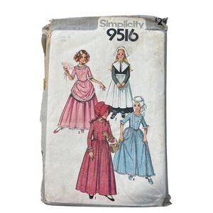 80s Simplicity 9516 Sewing Pattern Girl Size 14 Historical Costumes Vintage CUT